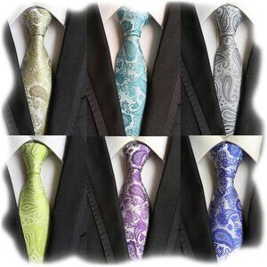 Men's Lot 6 PCS Classic Men's Silk Tie Necktie Woven JACQUARD Neck Ties